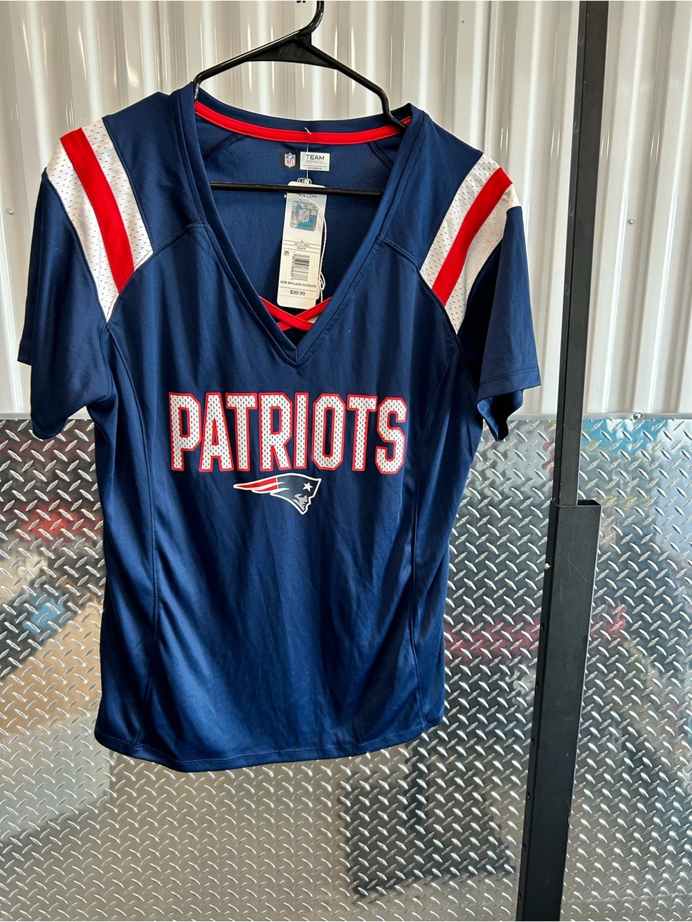 Patriots Navy Womens Short-Sleeve Team v neck